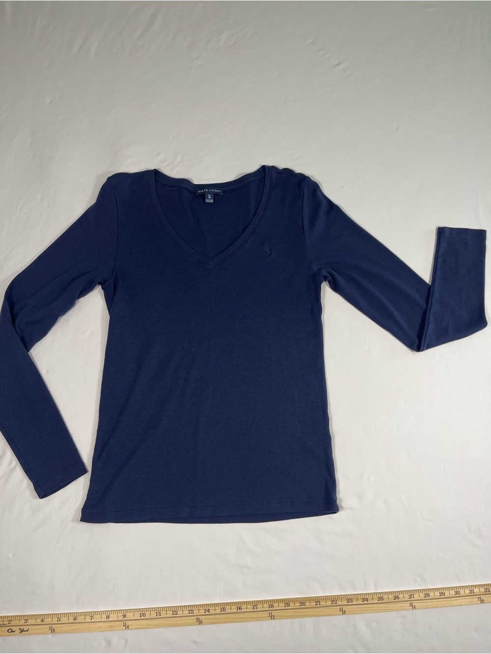 Ralph Lauren Navy V-Neck Long Sleeve Tee